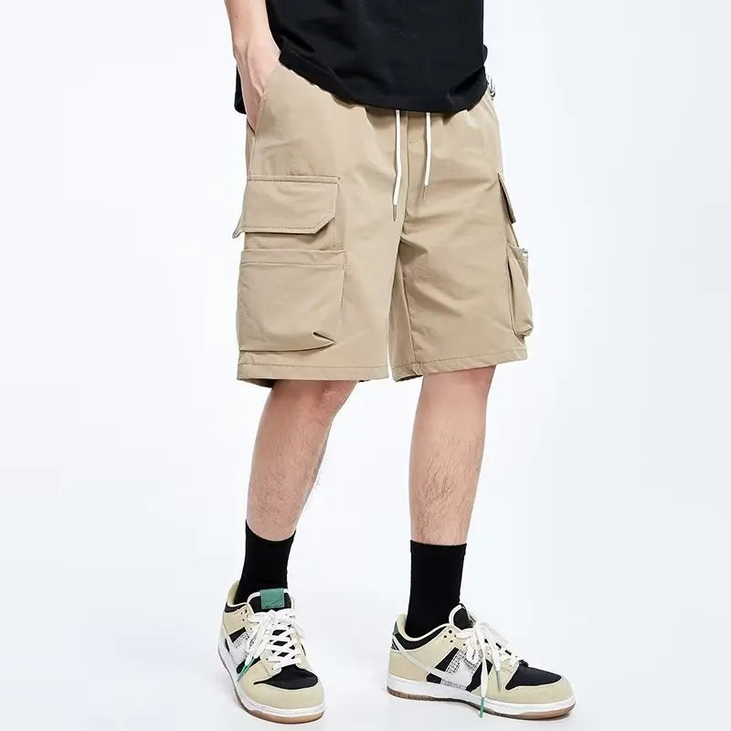 Overalls short men's summer style baggy straight cropped pants