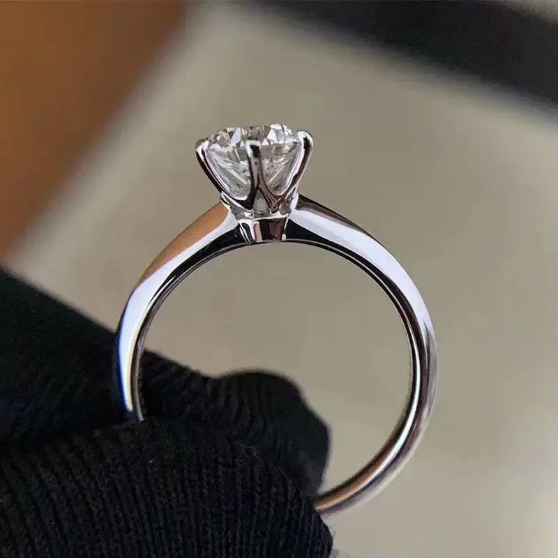 Solitaire ring Real 925 Sterling silver Moissanite Wedding Band Rings for women Bridal Statement Party Jewellery