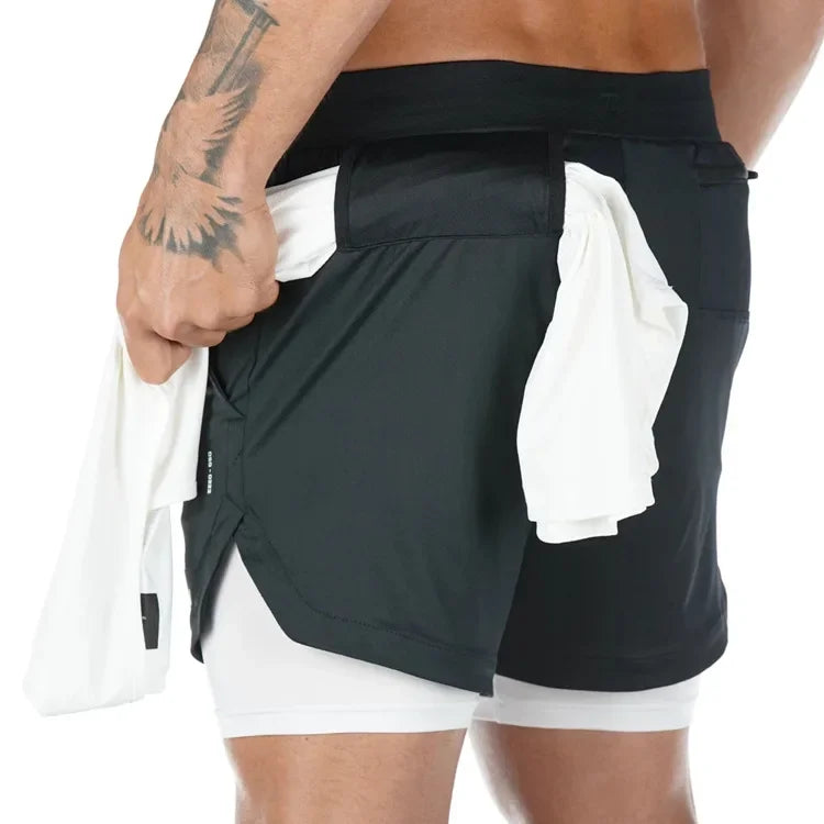 Running Shorts Men Gym Sports Shorts 2 In 1 Quick Dry Workout Training Gym Fitness Jogging Short Pants Summer Men Shorts