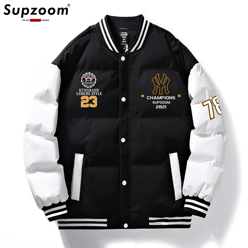 New Arrival Parka Thick Casual Regular Quilted Male Popular Clothes Patchwork Baseball Coat Short Winter Jacket Men