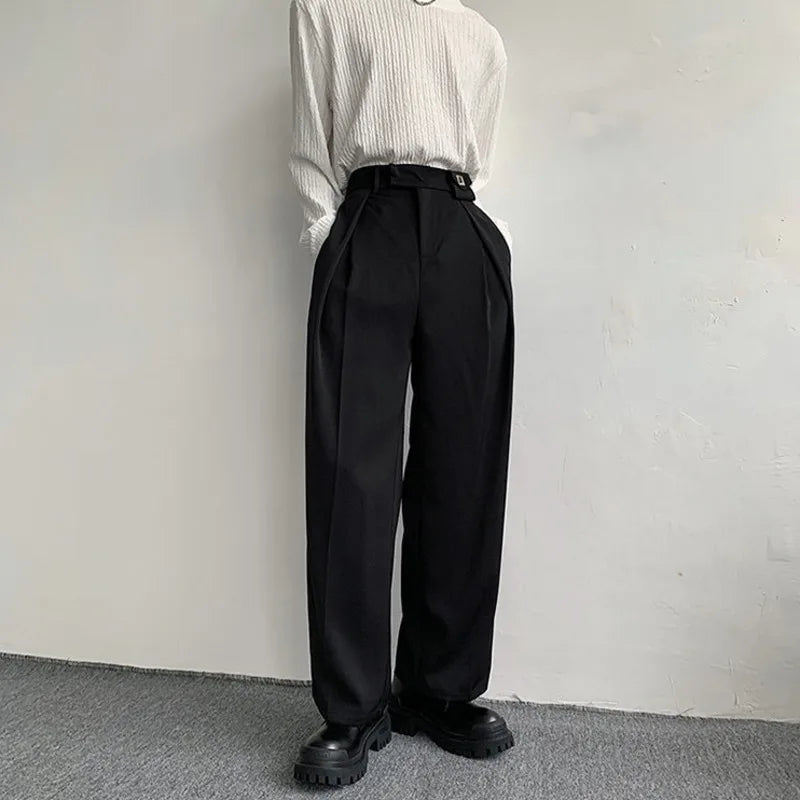 Black Suit Pants Men Fashion Social Mens Dress Pants Korean Loose Oversized Wide Leg Pants Mens Formal Trousers