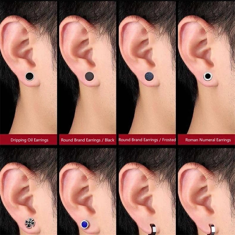 Classic Men's Stainless Steel Earrings Men's and Boys' Earrings Punk Gothic Earrings