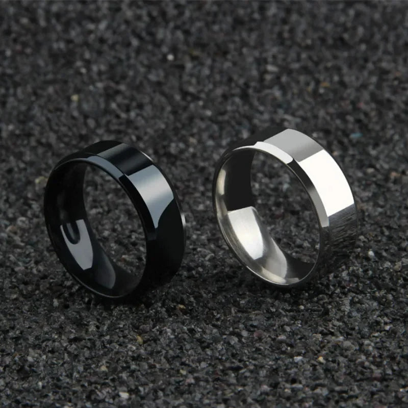 Charm Jewelry Ring for Men Women Stainless Steel Black Rings Wedding Engagement Band Quality Matte Male Jewellery