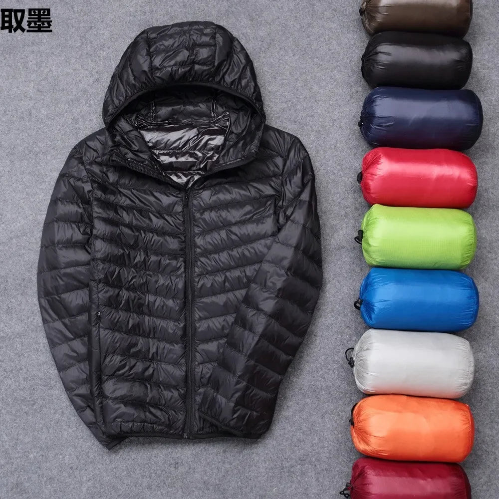 New Men's Lightweight Hooded Cotton-Padded Coat Warm Fashionable Cropped Casual Portable Stand Collar Cotton Jackect