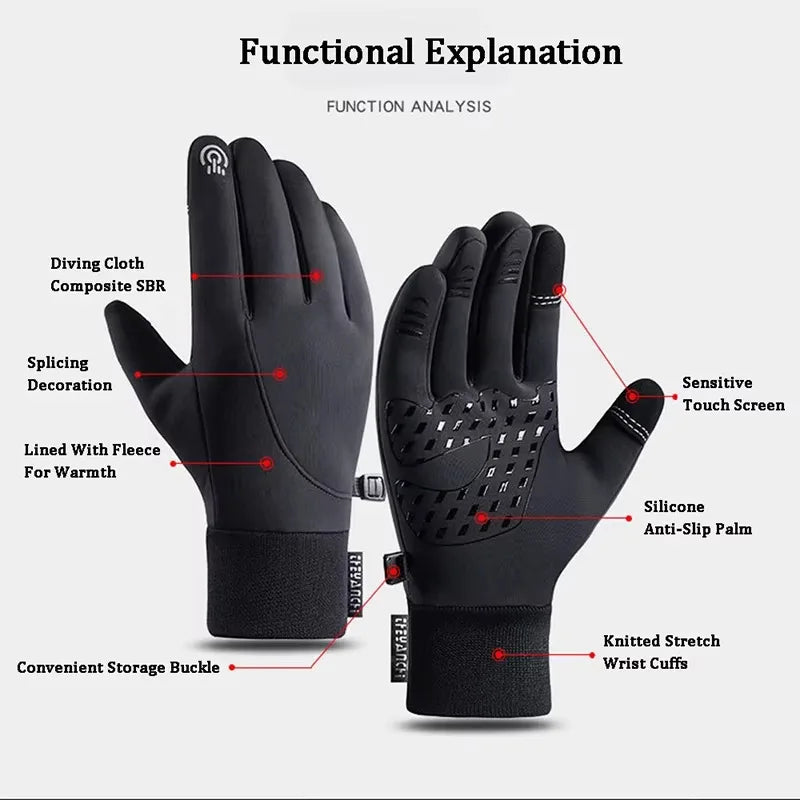 Winter Gloves Waterproof Thermal Sport Glove for Men Women for Running Cycling Driving Ski Hiking Warm Glove for Work