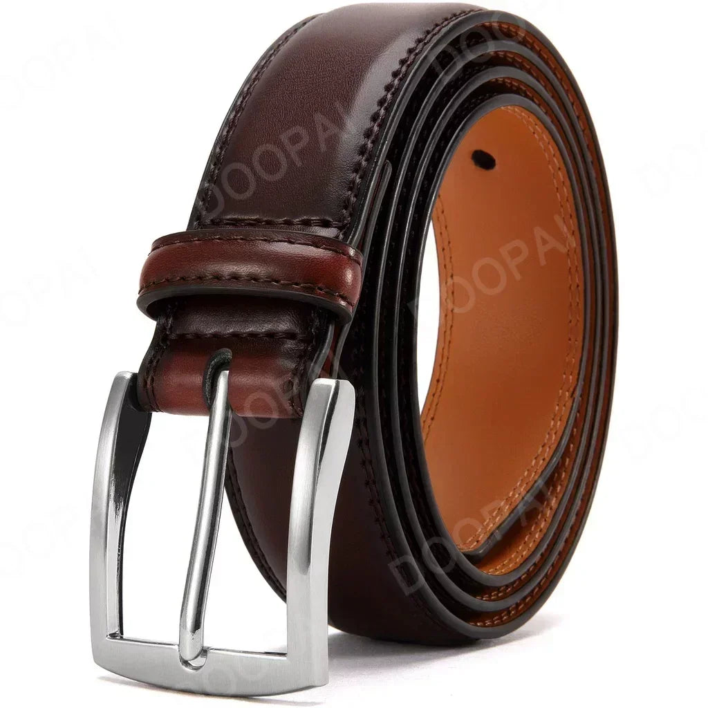 High Quality Genuine Leather LONG Large Pin Buckle Metal Automatic Buckle Male Belts Strap Male