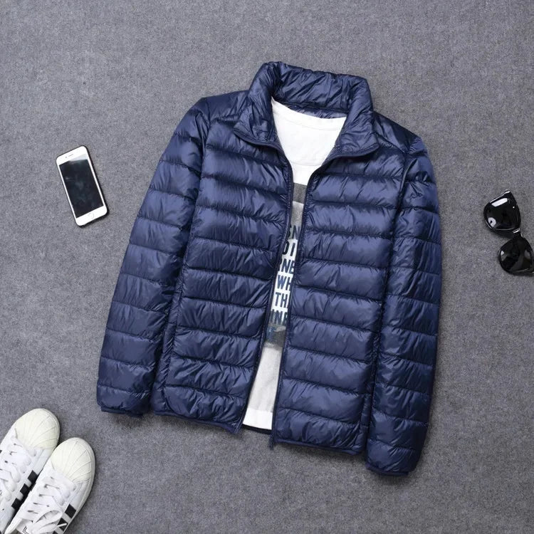 New Men's Lightweight Hooded Cotton-Padded Coat Warm Fashionable Cropped Casual Portable Stand Collar Cotton Jackect