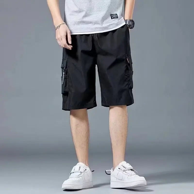 Overalls short men's summer style baggy straight cropped pants