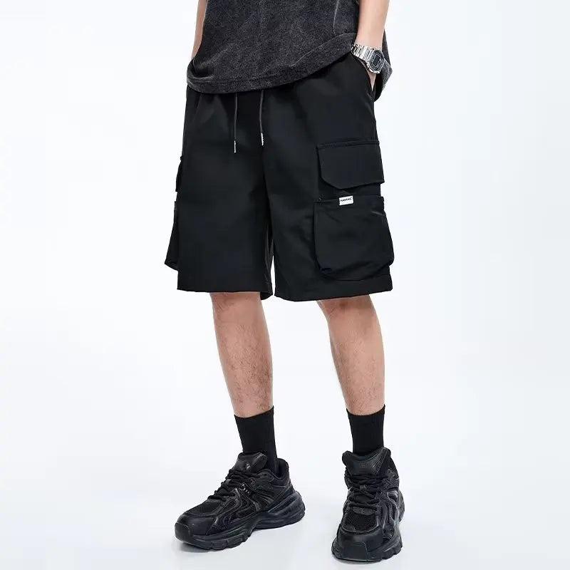 Overalls short men's summer style baggy straight cropped pants