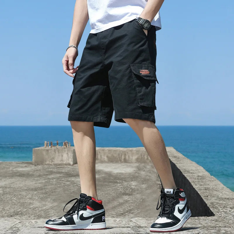 Cargo Shorts Summer Male Lounge Short Pants Multi Pockets Male Casual Straight Shorts Work Shorts Streetwear Sweatpants