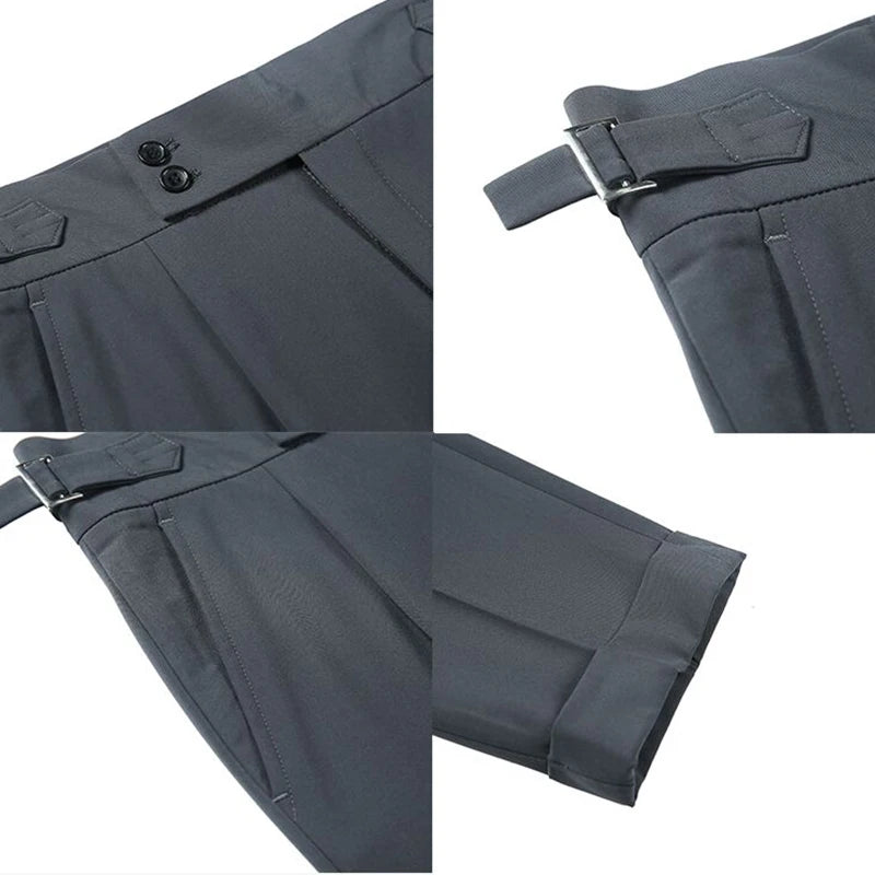 Men's Luxury Button-down Draped Baggy Suit Pants Casual Solid Color Straight Premium Elegant Dress Pants