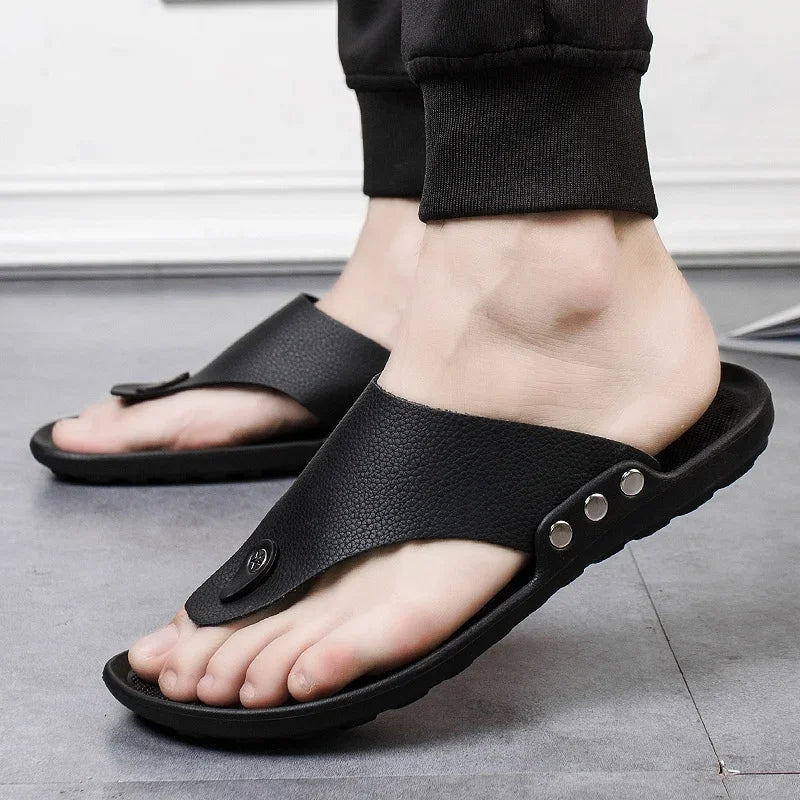 Slippers Men Flip-Flops for Men Beach Slippers Brown Sandals Comfortable Shoes Non-Slip Bathroom Shoes Men Shoes