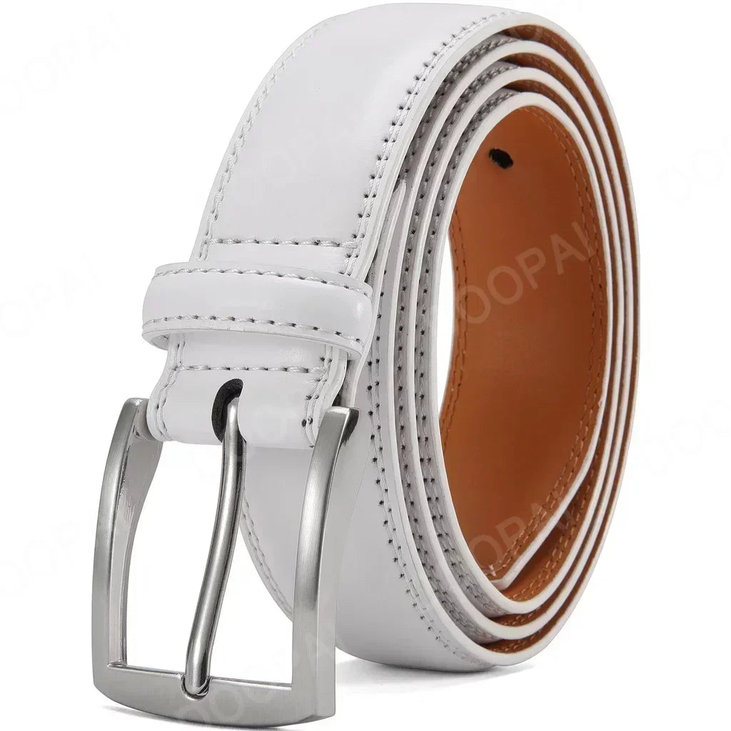 High Quality Genuine Leather LONG Large Pin Buckle Metal Automatic Buckle Male Belts Strap Male