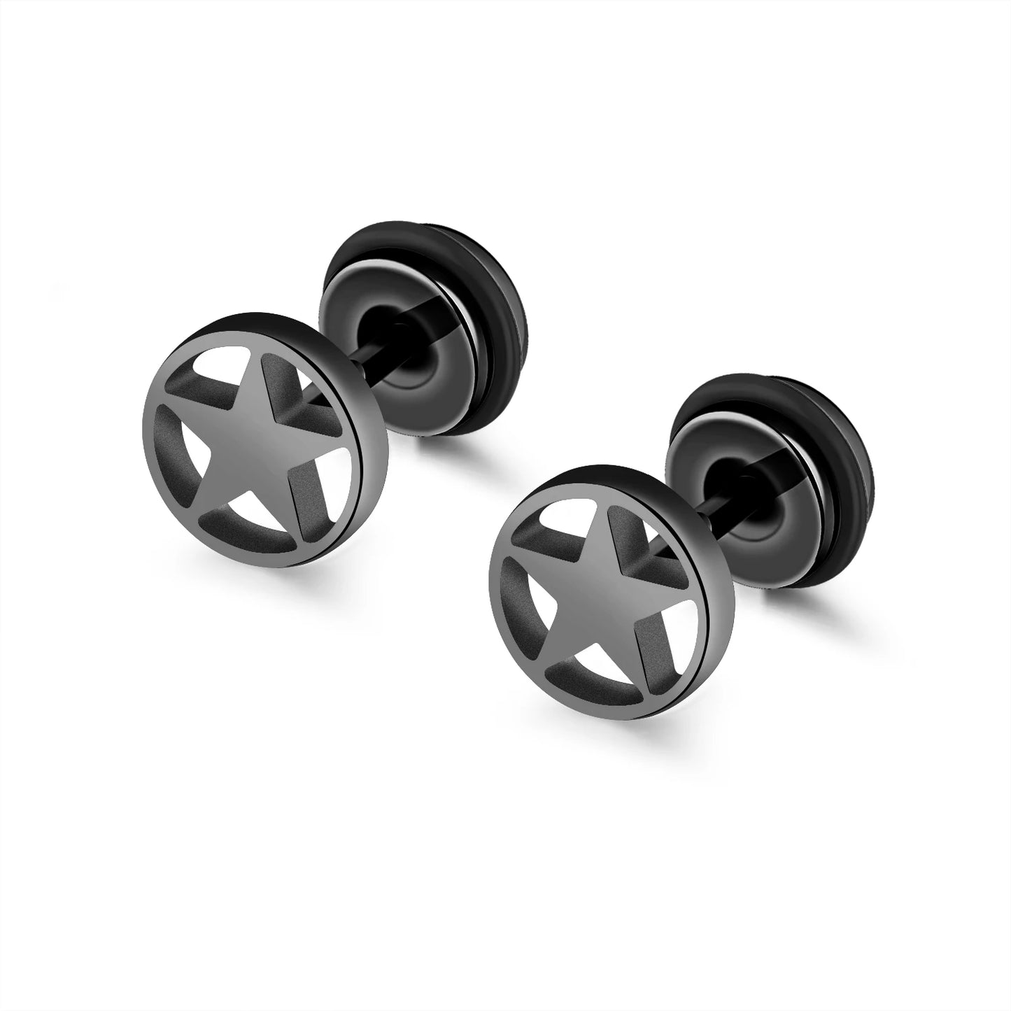 Small Black Punk Stud Earrings For Women Men Boy New Fashion Zircon Geometry Stainless Steel Jewellery Accessories Earrings