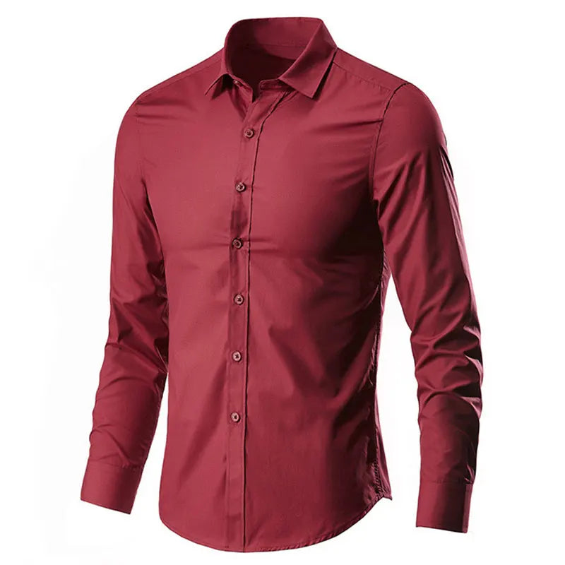 Social men's shirt Long sleeve non-ironing Business is decorated professional office casual easy to care solid color shirt