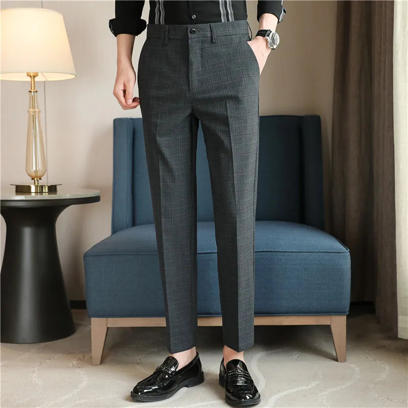 Fashion Dress Pants Men's British Style Business Formal Straight Trousers Slim Casual Spring Streetwear Suit Pants Mens Clothing