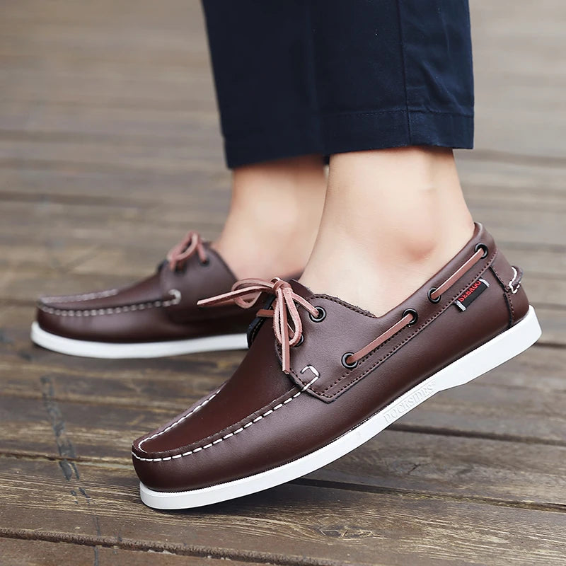 New Genuine Leather Loafers Men Moccasin Sneakers Driving Shoes Causal Men Shoes Footwear Docksides Classic Boat Shoes