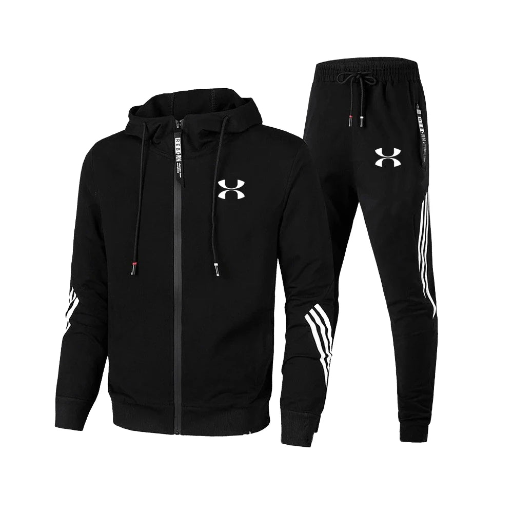 Men Tracksuits Sets Long Sleeve Hoodie+Jogging Trousers 2 Piece Fitness Running Suits Sportswear Casual Clothing