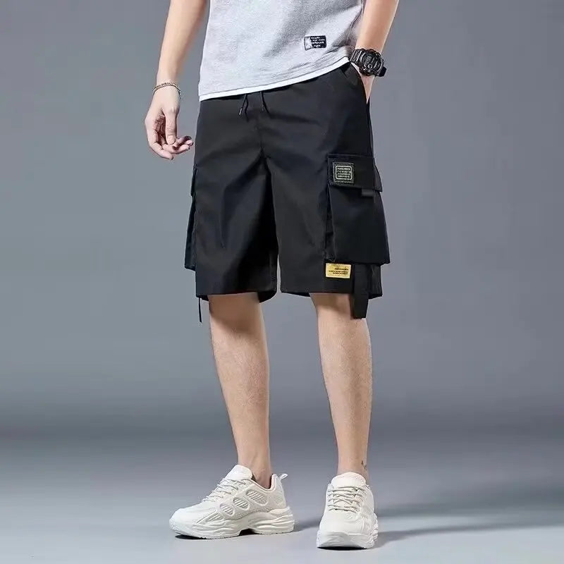 Overalls short men's summer style baggy straight cropped pants