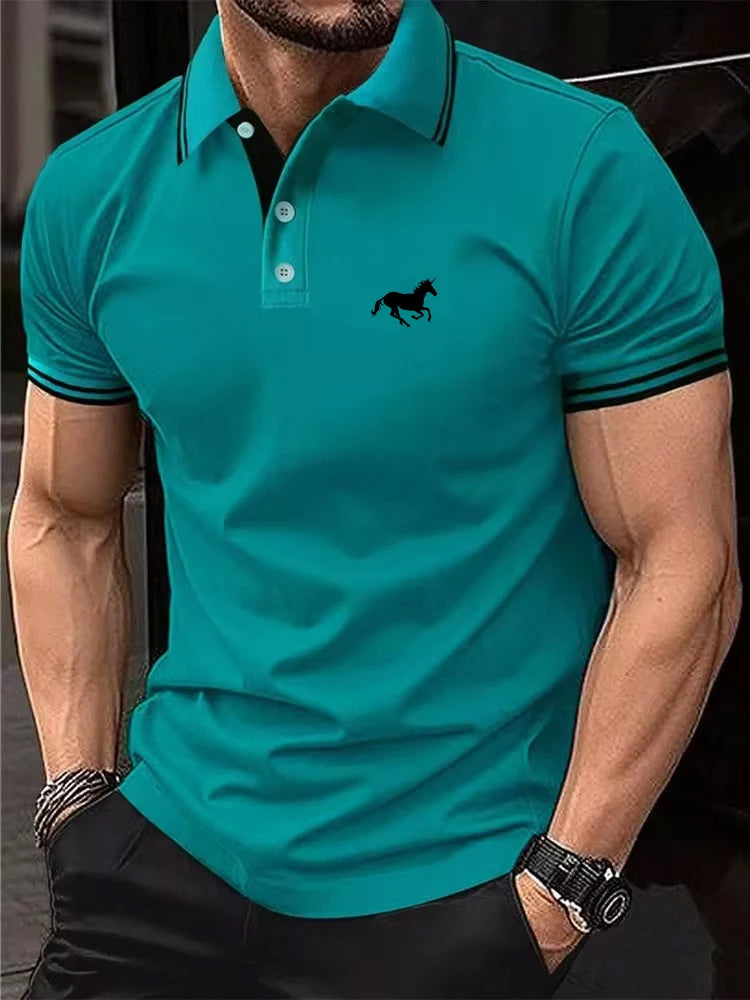 New Men's T-shirt Classic Short-sleeved Polo Shirt Summer Top Casual T-shirt Button Lapel Super Large S-3XL Casual Polo Shirt