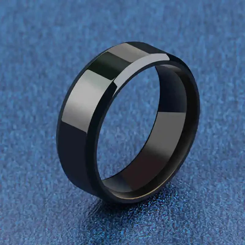 Charm Jewelry Ring for Men Women Stainless Steel Black Rings Wedding Engagement Band Quality Matte Male Jewellery