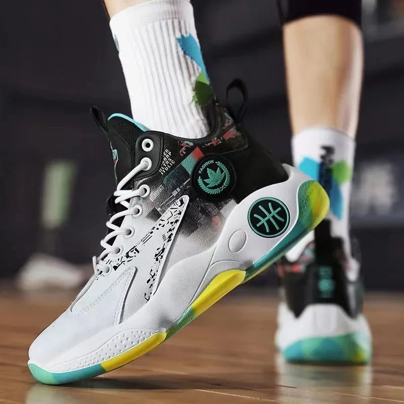 High-top basketball shoes men's new thick-soled height-enhancing youth student sports shoes breathable and non-slip