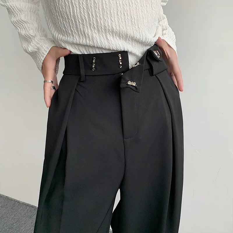 Black Suit Pants Men Fashion Social Mens Dress Pants Korean Loose Oversized Wide Leg Pants Mens Formal Trousers