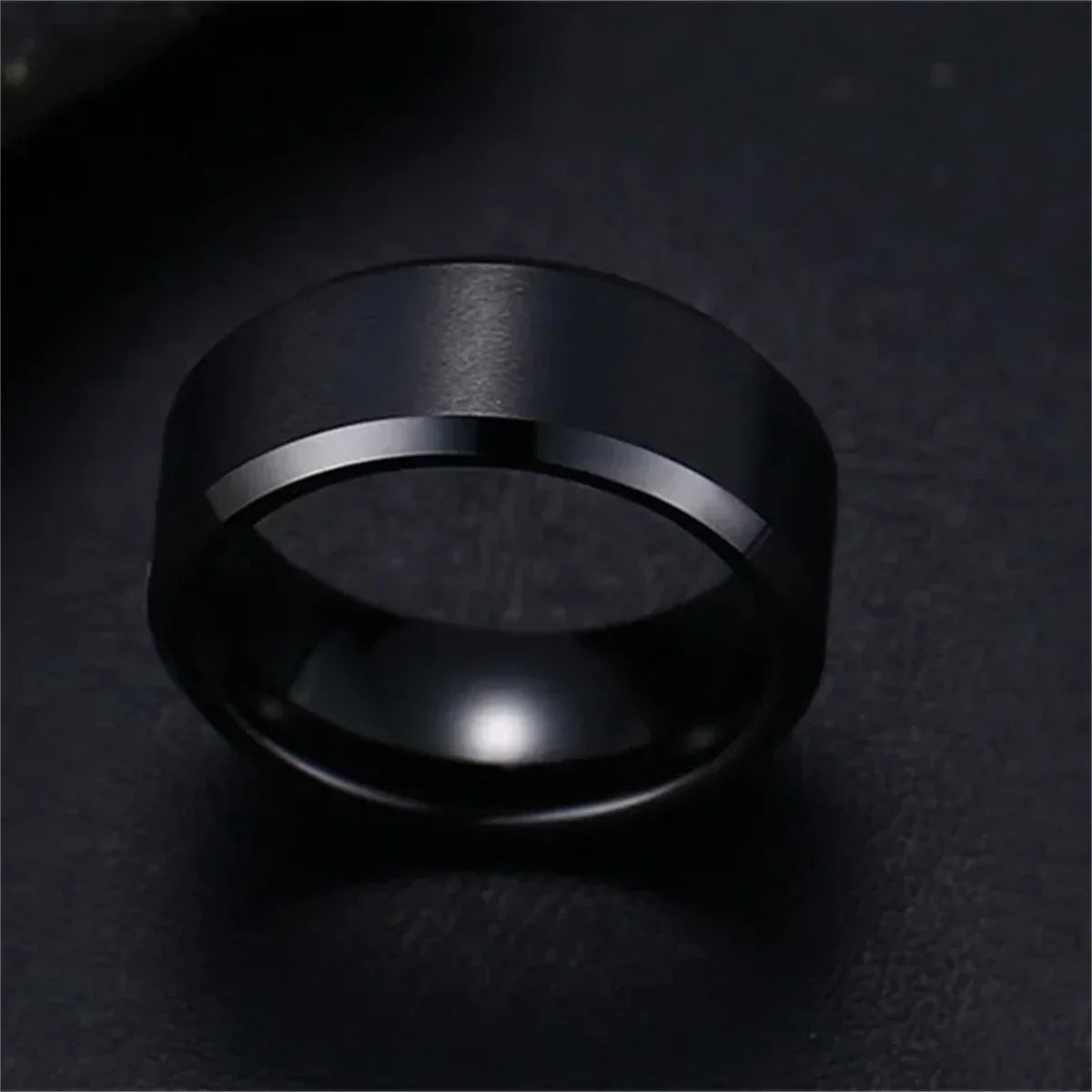 Charm Jewelry Ring for Men Women Stainless Steel Black Rings Wedding Engagement Band Quality Matte Male Jewellery