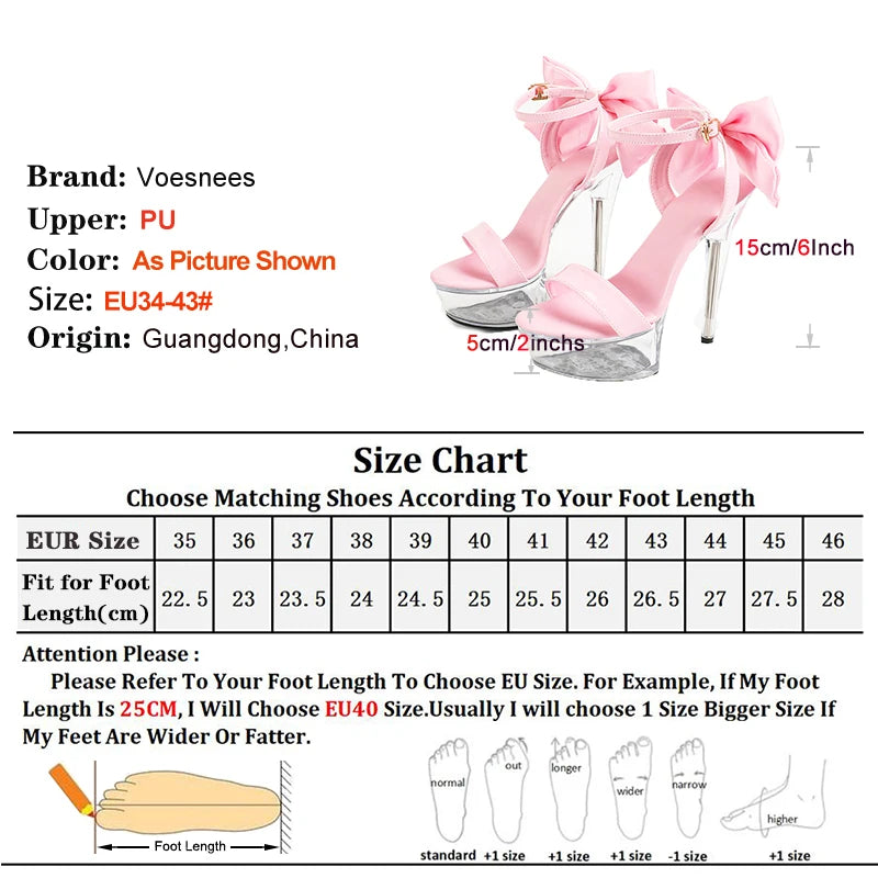 Party Dress Shoes 15CM Stiletto Wedding Bride High Heels Women 2024 New Fashion Bow Large Size Platform Sandals Female﻿