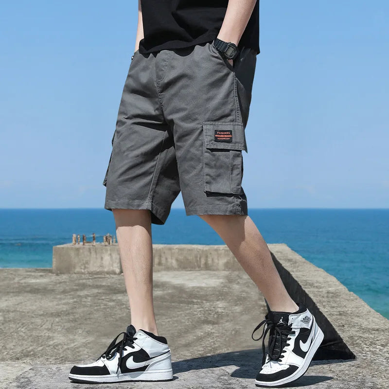 Cargo Shorts Summer Male Lounge Short Pants Multi Pockets Male Casual Straight Shorts Work Shorts Streetwear Sweatpants