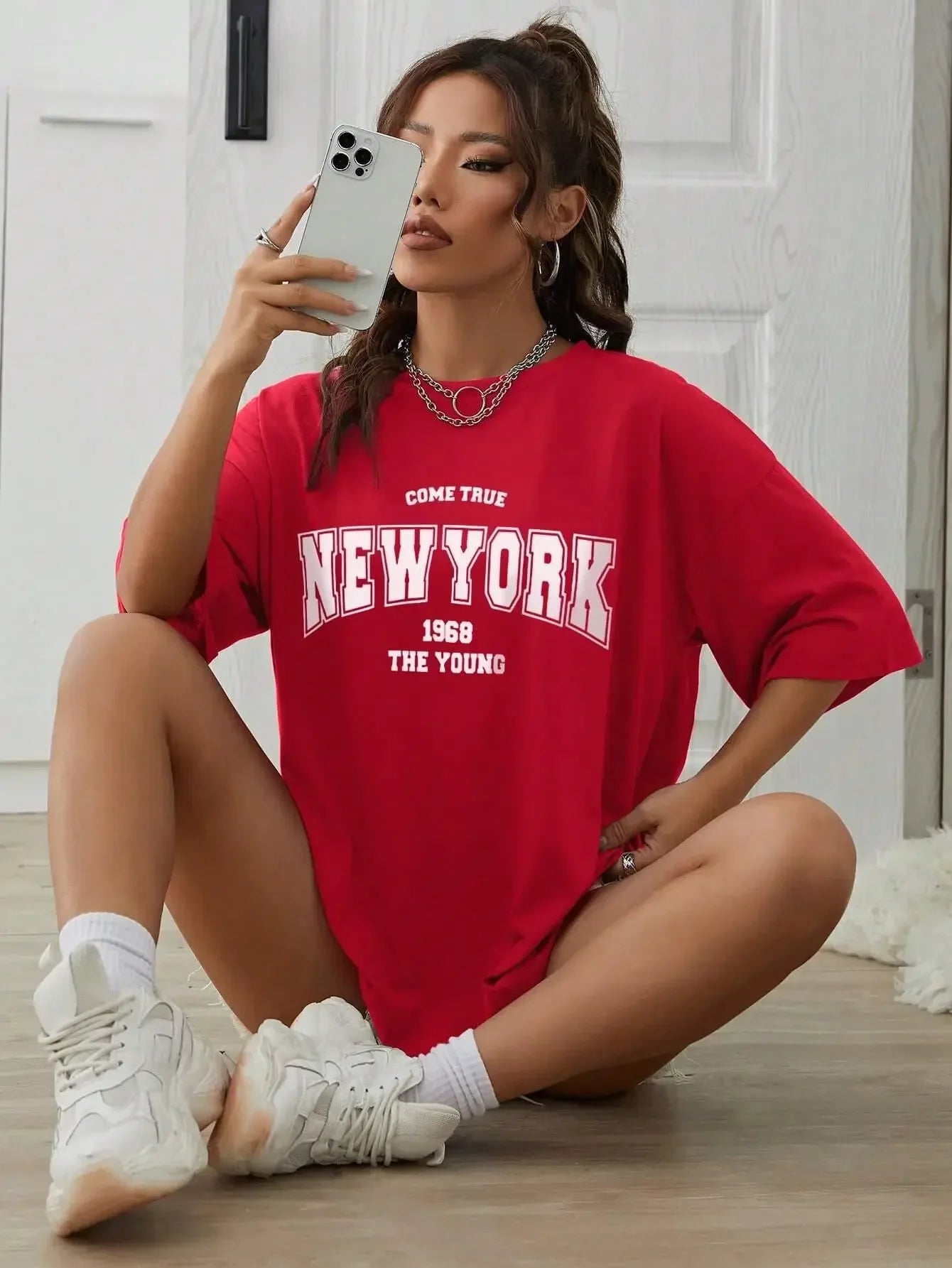 The New York Is Young Woman T-shirt Girl Oversize Daily Top Female Creativity Street t-shirt Individual Casual Clothes