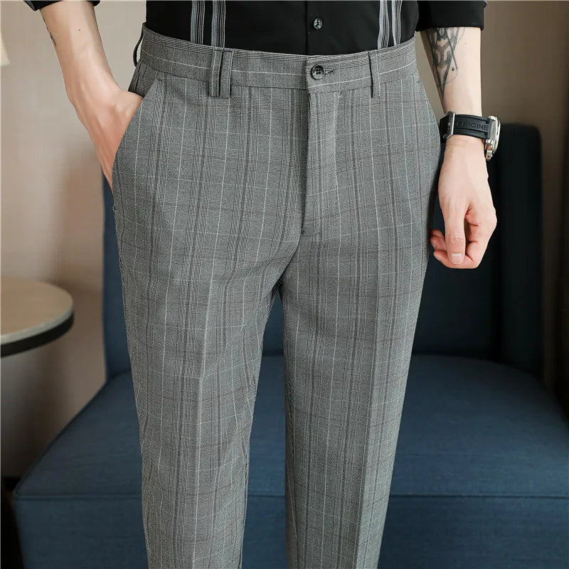 Fashion Dress Pants Men's British Style Business Formal Straight Trousers Slim Casual Spring Streetwear Suit Pants Mens Clothing