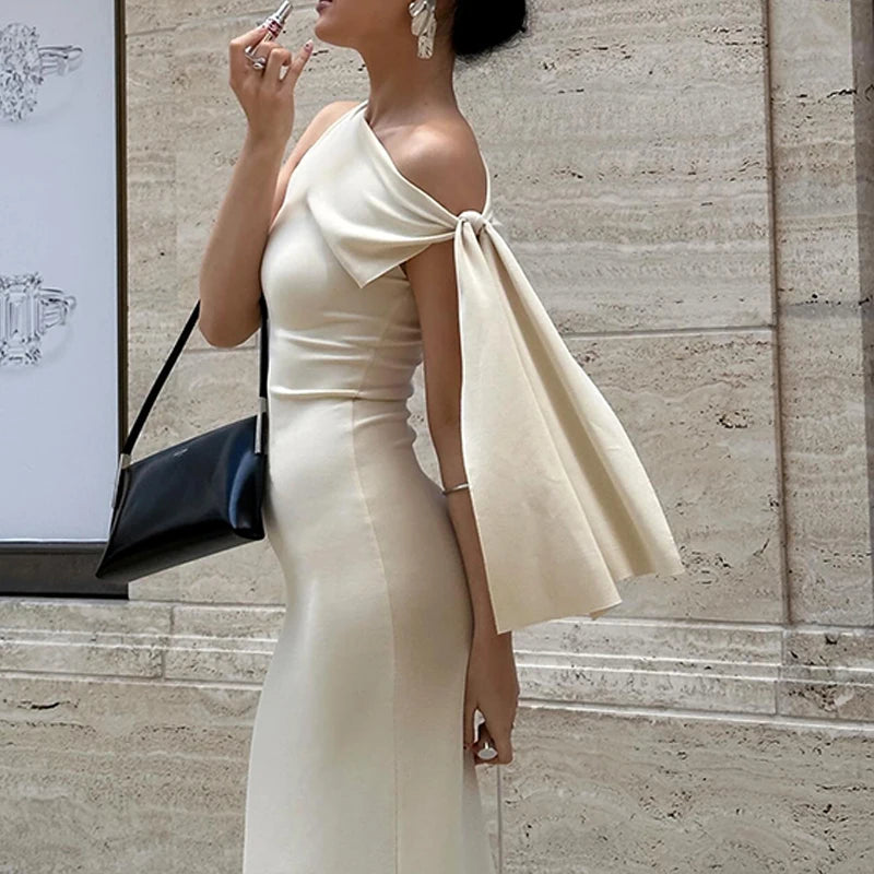 Mery Sexy Solid O-Neck Sleeveless Dress Summer Slim Fit Piece Long Dress Evening Club Evening Dresses Women's Clothing