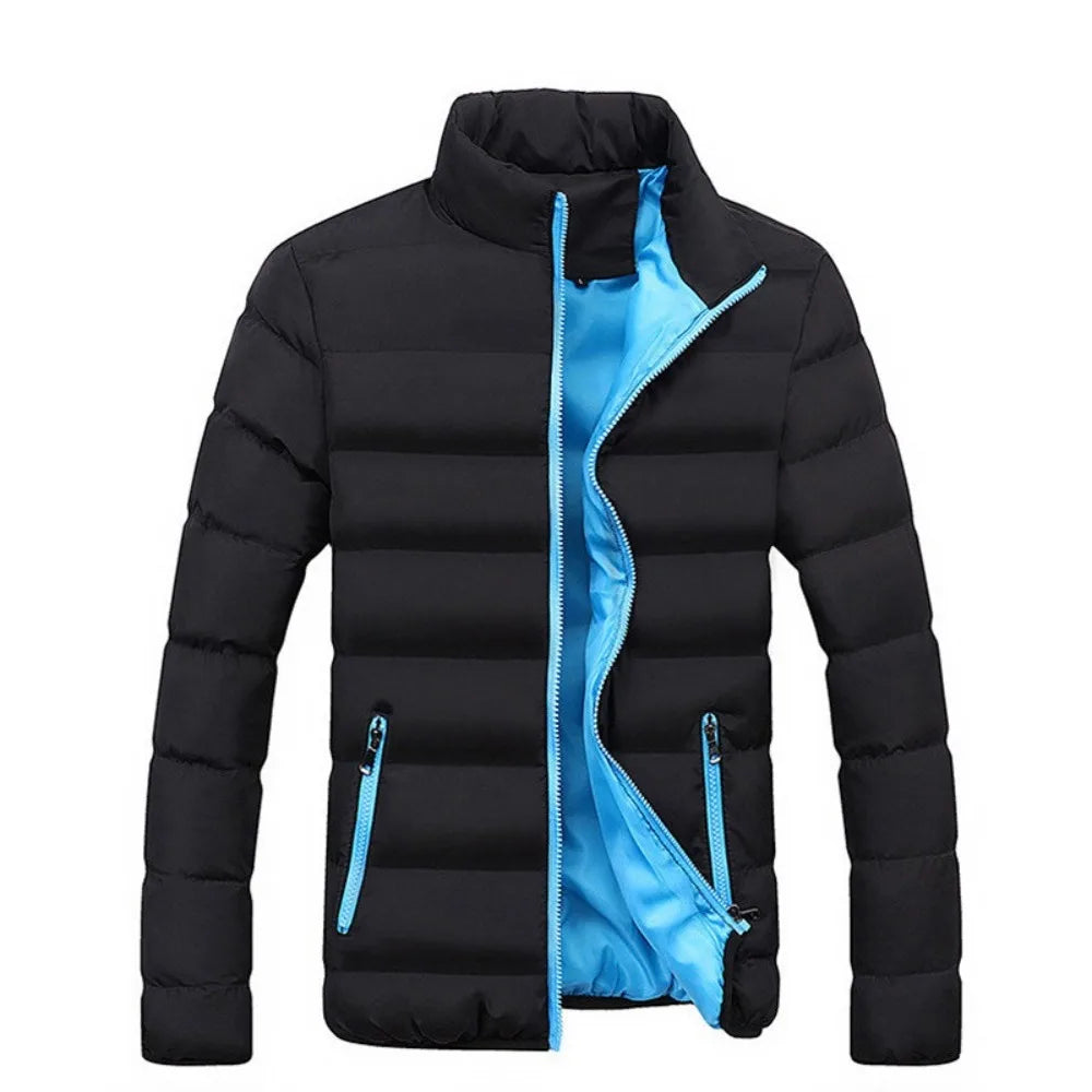 New Winter jacket Long sleeve cotton-padded zipper men's stand-up collar