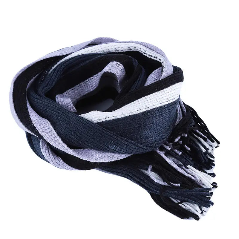 Fashion Ski Climbing Cycling Men's Scarf Winter Classic Cashmere Warm Soft Fringe Striped Scarf Tassel Shawl Wrap Neckwarmer