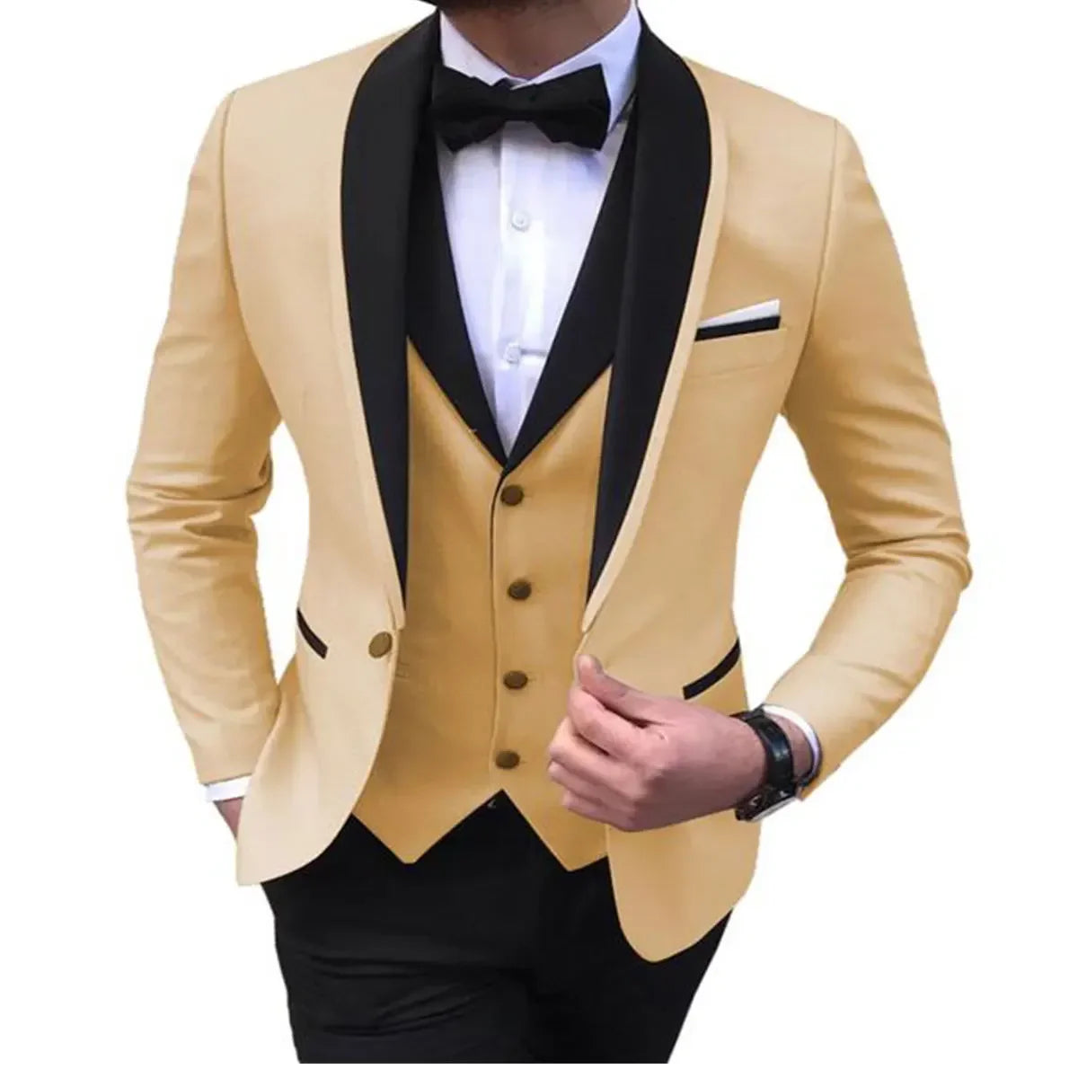 Mens Suits Men 3 Piece Tuxedos (Blazer+Vest+Pant)