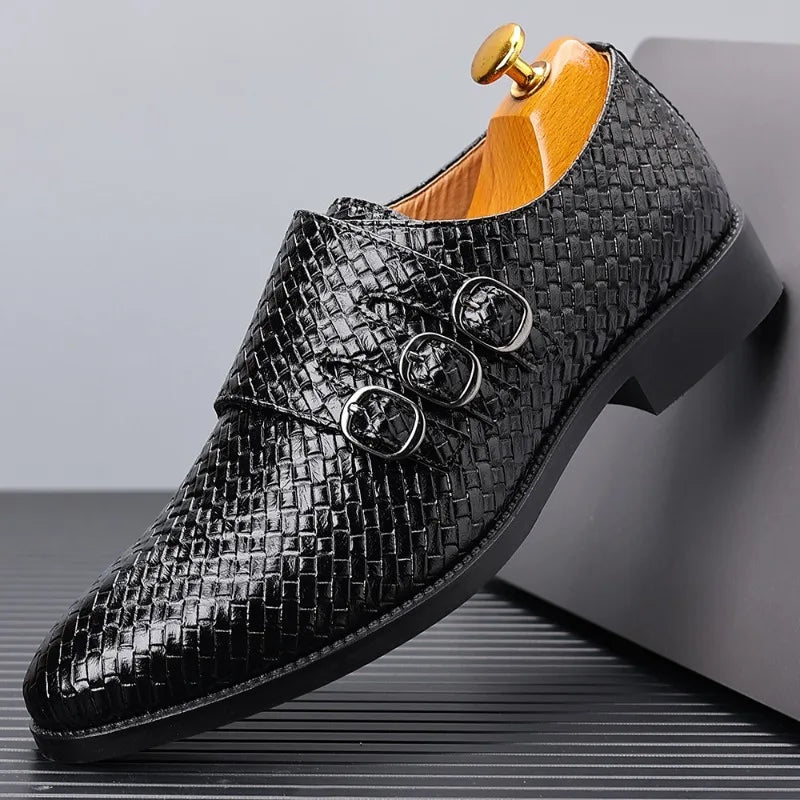 Luxury Men Dress Shoes Fashionable Metal Buckle Oxford Shoes Men Business Dress Shoes High Quality Men Party Shoes