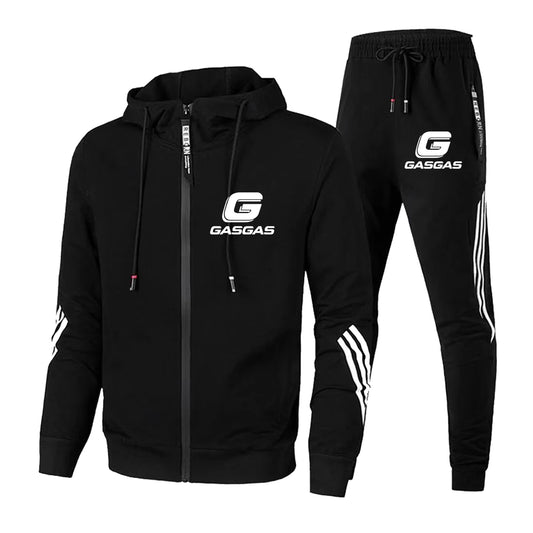 New Three Stripe Sports Set Fashion Casual Sports Set Men's Casual Hoodie+Elastic Fitness Pants Two Piece Set