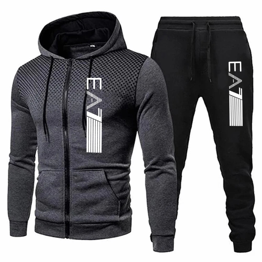 Men's Suit Two-Piece Tracksuit Casual Sports Jacket+Trousers Harajuku Sports Suit Autumn Winter Hoodie Sportswear