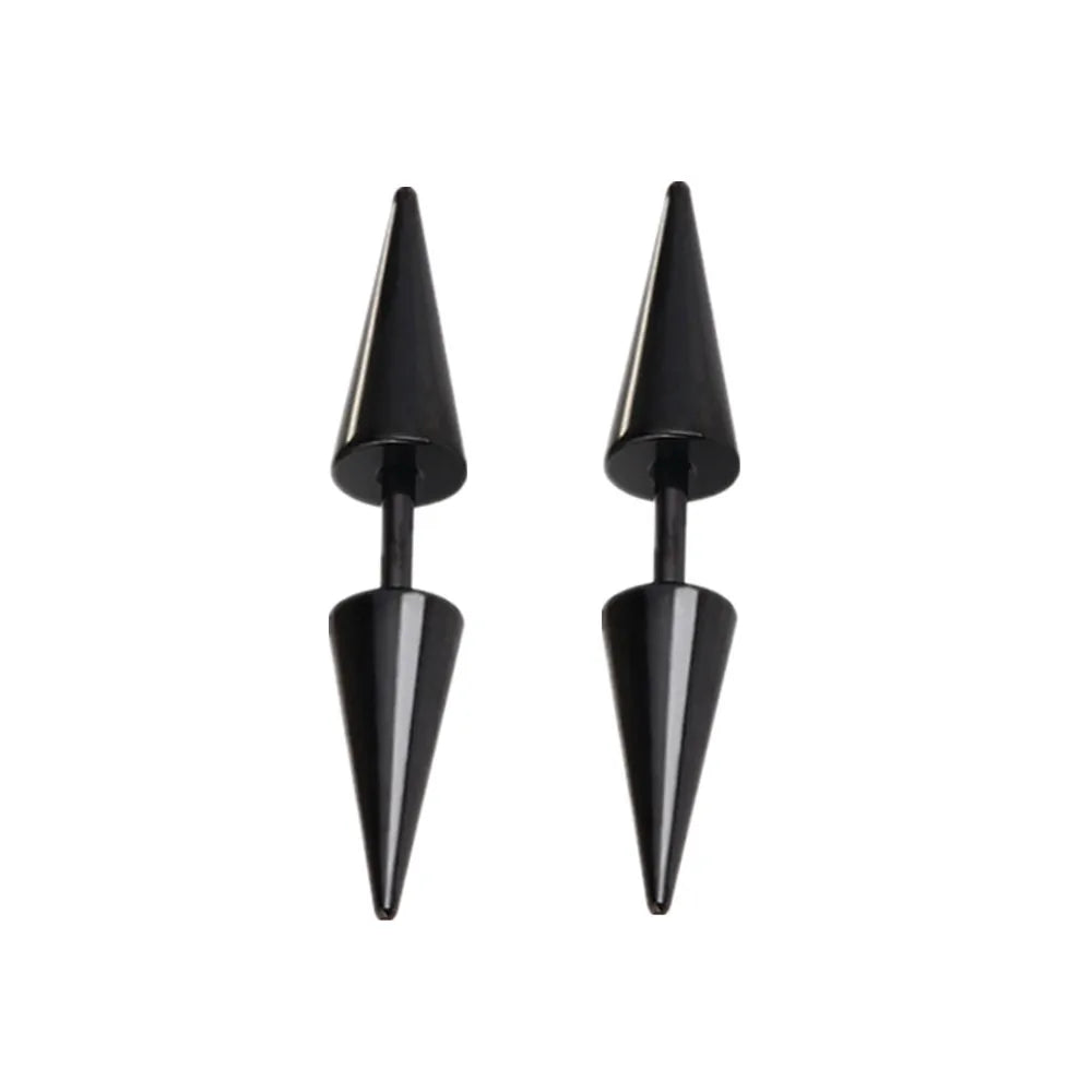 Small Black Punk Stud Earrings For Women Men Boy New Fashion Zircon Geometry Stainless Steel Jewellery Accessories Earrings