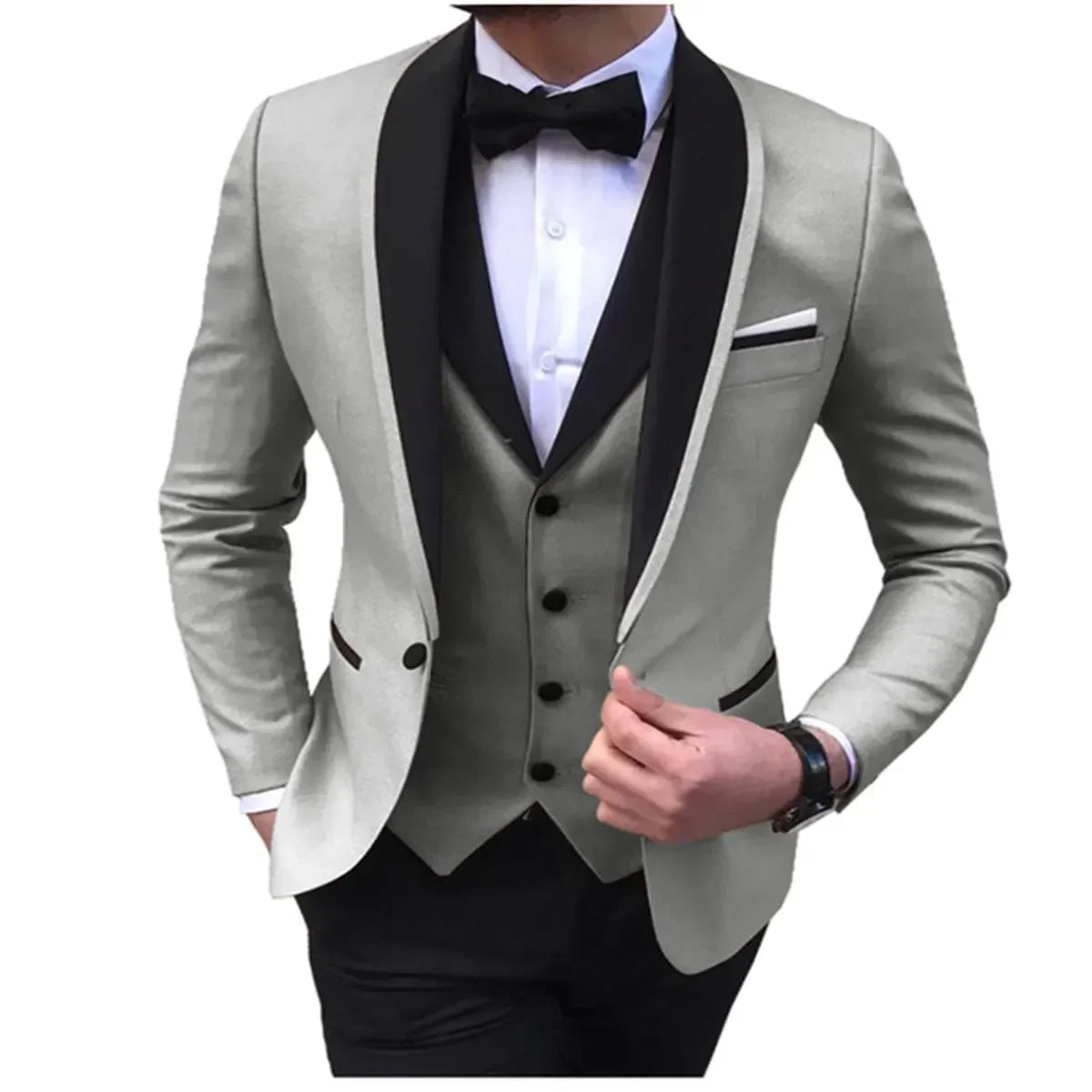 Mens Suits Men 3 Piece Tuxedos (Blazer+Vest+Pant)