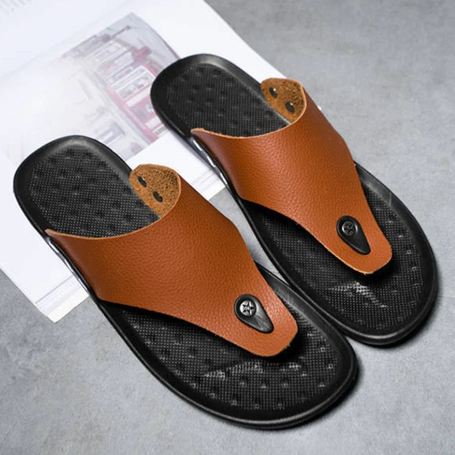 Slippers Men Flip-Flops for Men Beach Slippers Brown Sandals Comfortable Shoes Non-Slip Bathroom Shoes Men Shoes