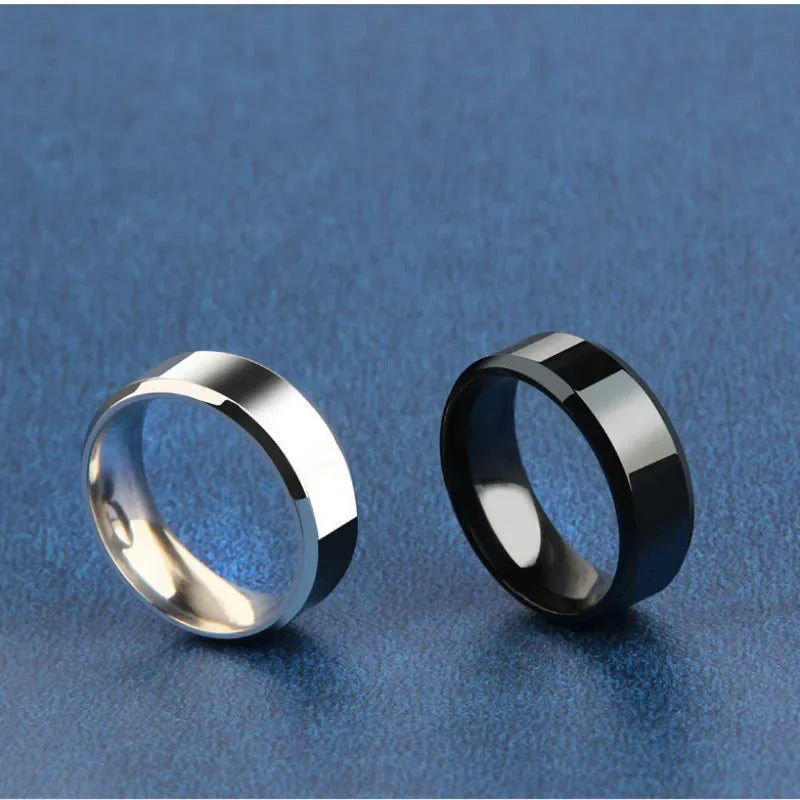 Charm Jewelry Ring for Men Women Stainless Steel Black Rings Wedding Engagement Band Quality Matte Male Jewellery