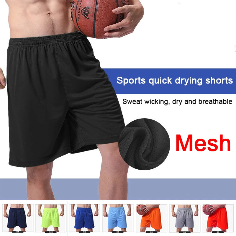 Mens gym fitness shorts Bodybuilding jogging workout male shorts pants sports Run Breathable Quick drying Mesh Sweatpants